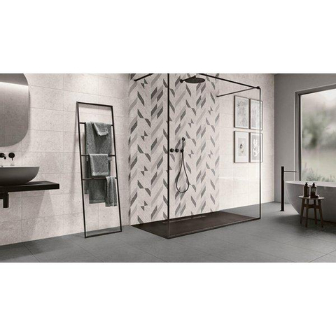 ÉCHANTILLON Ceralto Verano Slate Carrelage sol et mur 45x45cm 8.3mm biscuit blanc Noir SW976573