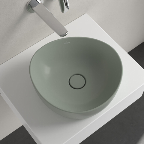 Villeroy & Boch Antao opzetwastafel - 40x39.5cm - zonder kraangat - zonder overloop CeramicPlus - Morning Green (mat groen) SW917946