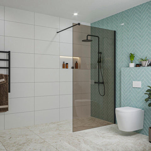 Fortifura Galeria Douche à l'italienne - 120x200cm - verre fumé - Noir mat SW915419