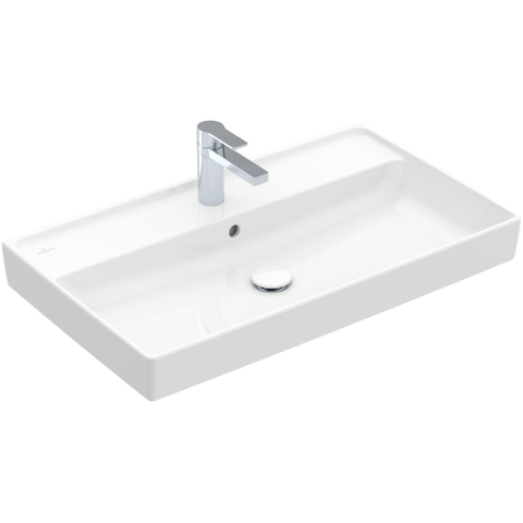 Villeroy & Boch Collaro meubelwastafel onderzijde - geslepen - 80x47cm - met overloop - 1 kraangat - White Alpine (glans wit) SW358317