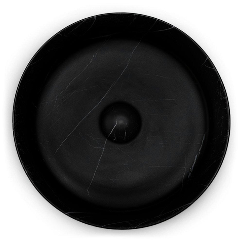 Riho Marmic Round Waskom 34.6x34.6x11.4cm Keramiek rond marmer mat zwart SW760806