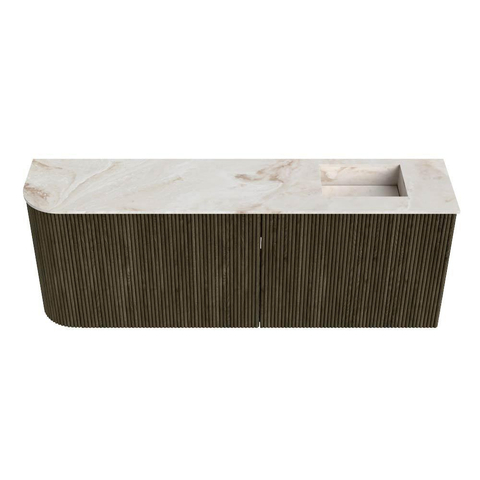 Mondiaz JOYA-DLUX 111.6cm toiletmeubel - ronding links kleur Shadow - Wastafel FAYE positie Rechts Zonder kraangat kleur Frappe. SW1422709
