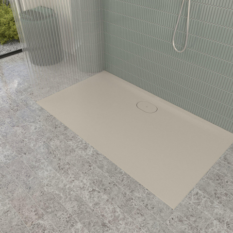 Villeroy & Boch Ecora douchebak - 140x80x3.5cm - afvoer lange zijde - almond (beige) SW1558943