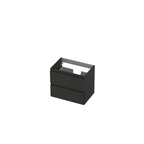 INK Wastafelonderkast - 60x40x52cm - 2 lades - greeploos - MDF lak - Mat Antraciet SB1241001