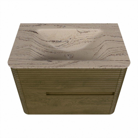 Mondiaz CIRO-DLUX Badkamermeubelset - 70x45x50cm - Solid surface wastafel Arena - 1 wasbak Midden - 1 kraangat - 2 lades - Dusk SW1533078