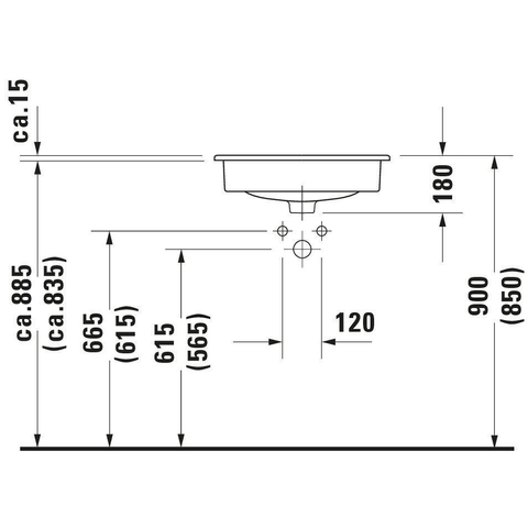 Duravit D-code Opbouwwastafel - 54x43.5cm - met 1 kraangat - met overloop - wit 0315112