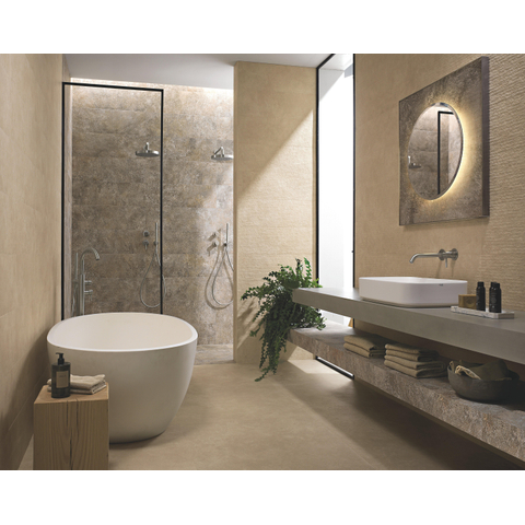ÉCHANTILLON Terravito Elzino carreau mural et de sol - 80x80cm - rectifié - Aspect pierre naturelle - Ardoise mat (brun) SW1221612