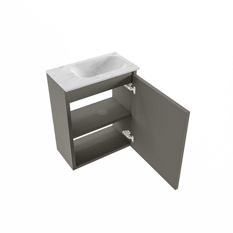 MONDIAZ TURE-DLUX Meuble de toilettes 40 cm Smoke. Lavabo EDEN Opalo position à droite. Avec 1 trou de robinet. SW1104575