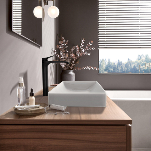 Hansgrohe Vivenis eengreeps wastafelmengkraan 250 CoolStart voor waskom zonder afvoer mat zwart SW1383044