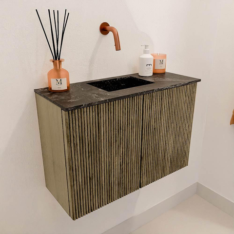 Mondiaz JOYA-DLUX 60cm meuble de salle de bains - couleur Dusk - Vasque FAYE position Milieu Sans trou de robinet couleur Lava. SW1423209