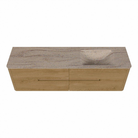 Mondiaz CIRO-DLUX Badkamermeubelset - 170x45x50cm - Solid surface wastafel Saba - 1 wasbak Rechts - 1 kraangat - 4 lades - Oak SW1531265
