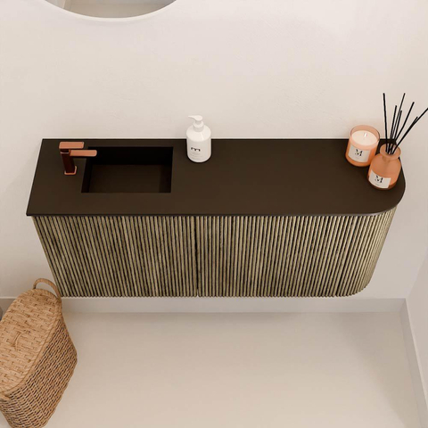 Mondiaz JOYA 91.6cm meuble de salle de bains - arrondi droite couleur Dusk - Vasque FAYE position Gauche 1 trou de robinet couleur Urban. SW1421709