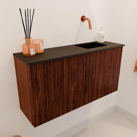 Mondiaz JOYA 80cm meuble de toilette - couleur Ruby - Vasque FAYE position Droite Sans trou de robinet couleur Urban SW1421833