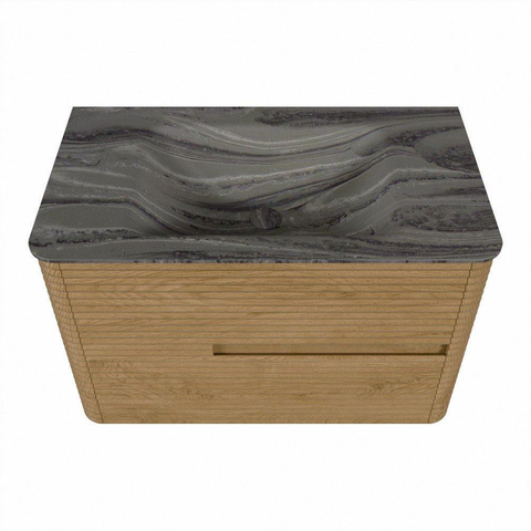 Mondiaz CIRO-DLUX Badkamermeubelset - 80x45x50cm - Solid surface wastafel Sombra - 1 wasbak Midden - 1 kraangat - 2 lades - Oak SW1533789