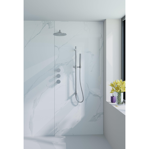 Fortifura Nebbio Ensemble de douche pluie - robinet encastré - corps encastré - barre coulissante - flexible de douche métal - pommeau de douche à main - bras mural 35cm - pomme de douche ronde - chrome SW1237972