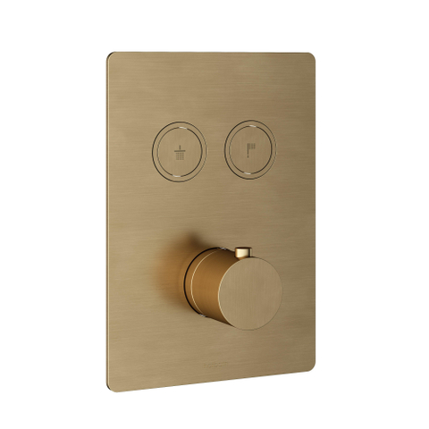 Hotbath Cobber Afbouwdeel inbouwthermostaat - met 2 pushbuttons - geborsteld messing goud SW229975