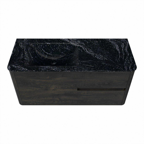 Mondiaz CIRO-DLUX Ensemble de meubles de salle de bains - 110x45x50cm - Lavabo solid surface Lava - 1 vasque à gauche - 1 trou de robinet - 2 tiroirs - Shadow SW1532264
