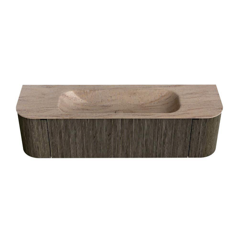 MONDIAZ KURVE-DLUX meuble de salle de bains 160 cm arrondi Gauche + Droite couleur Shadow avec 1 tiroir et 2 portes. Lavabo BIG MEDIUM central 1 trou de robinet Saba. SW1433266