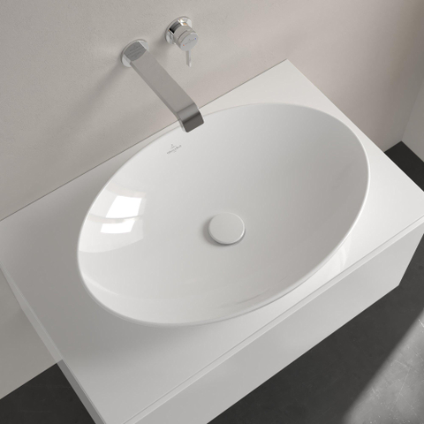 Villeroy & Boch Loop & Friends opzetwastafel - 62x42cm - zonder kraangat - zonder overloop - White Alpine (glans wit) SW644088