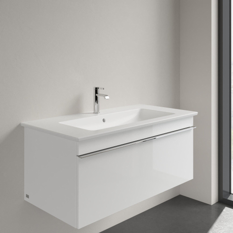 Villeroy & Boch venticello meubelwastafel - met wasbak midden - 1 kraangat doorgestoken - 100x50cm (geschikt - voor 3 kraangaten) - met overloop CeramicPlus - Stone White (mat wit) SW209629