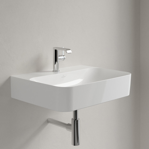 Villeroy & Boch finion wastafel - 1 kraangat - 60x47cm CeramicPlus - zonder overloop - White Alpine (glans wit) SW106468