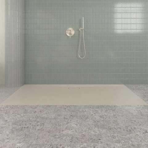 Villeroy & Boch Ecora douchebak - 180x80x3.5cm - afvoer lange zijde - almond (beige) SW1558886