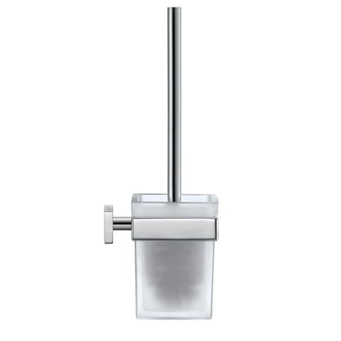 Duravit Karree Closetborstelgarnituur - met matglas wandmodel - hoogglans chroom SW55122