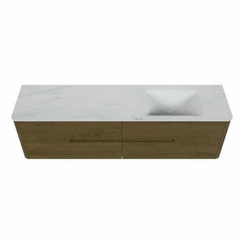 Mondiaz CIRO-DLUX Meuble de salle de bains - 180x45x50cm - Plan vasque Solid surface Opalo - 1 lavabo à droite - sans trous de robinetterie - 4 tiroirs - Dusk SW1532900