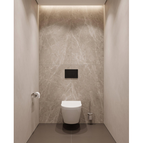 QeramiQ Dely Pack WC - 36,3x51,7cm - à fond creux - sans bride - réservoir encastré Geberit UP320 - abattant WC softclose 35 mm - plaque de commande en plastique noir mat - boutons rectangulaires - blanc mat SW1235389