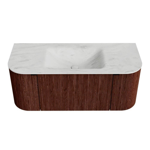 Mondiaz KURVE-DLUX Badkamermeubelset - 110x46x40cm - 1 lade - 2 deuren - wastafel solid surface - midden - 1 kraangat - Ruby SW1415728