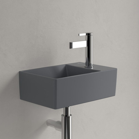 Villeroy & Boch memento 2.0 fontein - 40x26cm - 1 kraangat - zonder overloop CeramicPlus - Graphite (mat grijs) SW354340