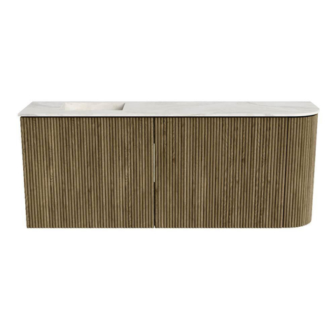 Mondiaz JOYA-DLUX Meuble de salle de bains 101.6cm - arrondi droit couleur Dusk - Vasque FAYE position Gauche 1 trou de robinet couleur Ostra. SW1423437