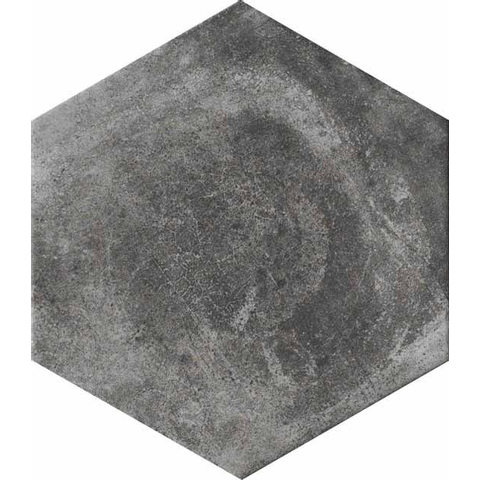 Cir Miami Vloer- en wandtegel hexagon 24x28cm 10mm R10 porcellanato Pitch Black SW295211