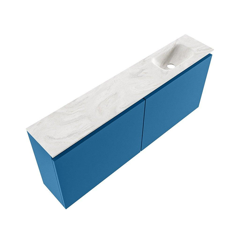 MONDIAZ TURE-DLUX Meuble de toilettes 120 cm Jeans. Lavabo EDEN Ostra position à droite. Avec 1 trou de robinet. SW1104926