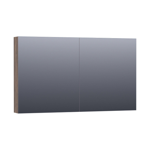 Saniclass Dual Spiegelkast - 120x70x15cm - 2 links- rechtsdraaiende spiegeldeur - MFC - burned bark SW371758