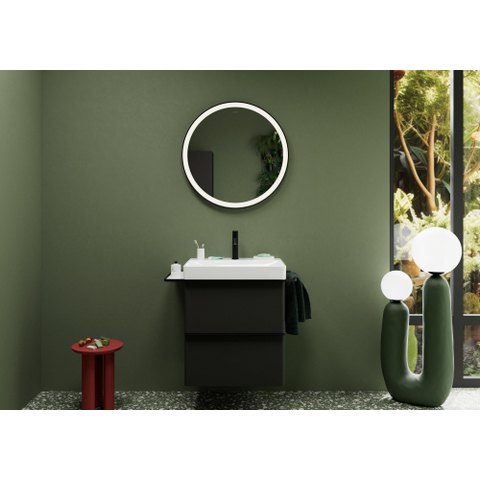 Hansgrohe Xarita Lite S miroir – rond Ø 70 cm – Éclairage LED – chauffage de miroir, à intensité variable – Noir mat SW1165134