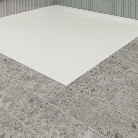 Villeroy & Boch Ecora douchebak - 90x90x3.5cm - afvoer korte zijde - stone white (wit) SW1558988