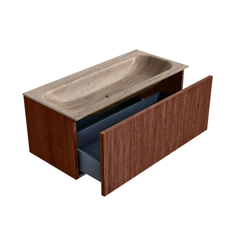 MONDIAZ KURVE-DLUX Meuble de salle de bains 100 cm couleur Ruby avec 1 tiroir et 0 porte. Lavabo BIG MEDIUM Central 1 trou de robinet Saba. SW1433468