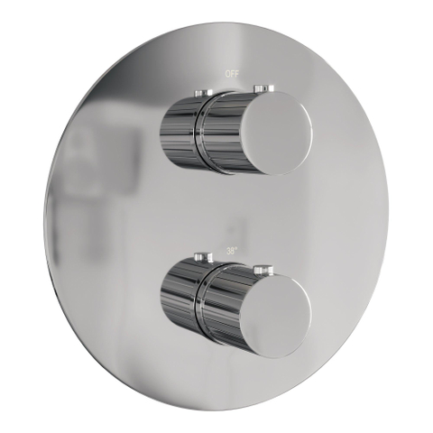 BRAUER Stripe Thermostatische Inbouw Regendouche - 3-weg - rond - SET 43 - 25cm douchekop - rechte muurarm - staaf handdouche - doucheslang - geïntegreerde glijstang - chroom SW1434784