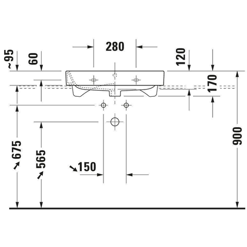 Duravit Happy D.2 Meubelwastafel - geslepen - met overloop - met 1 kraangat - 65x50.5cm - wit SW54325