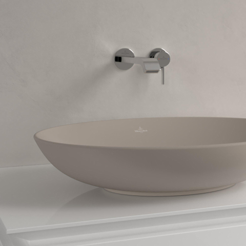 Villeroy & Boch Loop & Friends opzetwastafel - 62x42cm - zonder kraangat - met overloop CeramicPlus - mat almond (beige) SW644129