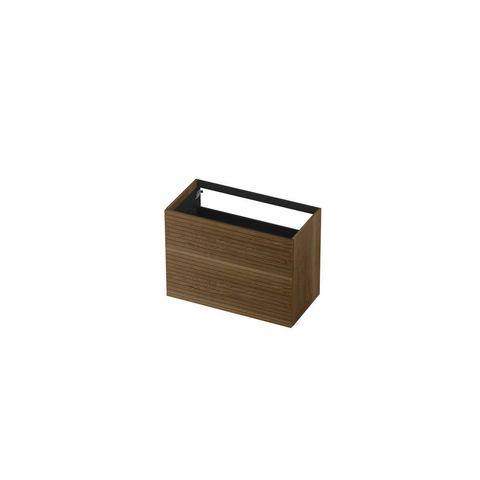 INK Wastafelonderkast - 90x45x65cm - 2 lades - push to open - horizontaal gefreesd - Eiken - Ash grey SW693485