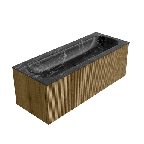 Mondiaz KURVE-DLUX Ensemble de meuble de salle de bains - 120x46x40cm - 1 tiroir - vasque solid surface - central - 2 trous de robinet - Dusk SW1415537