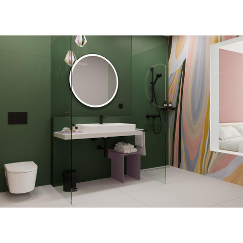 Hansgrohe Xarita Lite S Miroir - 90cm - rond - éclairage LED - interrupteur mural - noir mat SW1165041