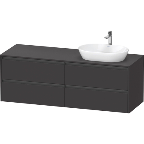 Duravit Ketho.2 Wastafelonderbouwkast - inclusief consoleplaat - met 4 laden - voor waskom rechts - 160x55x56.8cm - met handgrepen antraciet - grafiet supermat SW772404