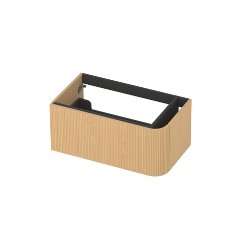 INK Concept R Meuble sous-lavabo - 80x45x35cm - 1 tiroir - poignées en saillie - fraisé - angle arrondi droit - MDF - placage clair SW1405669