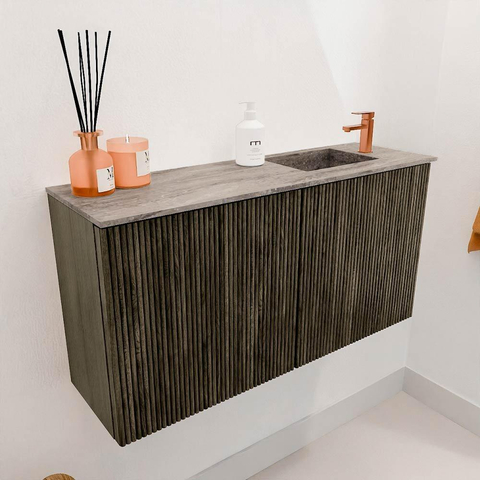 Mondiaz JOYA-DLUX Meuble de salle de bains 80cm - couleur Shadow - Vasque FAYE position Droite 1 trou de robinet couleur Oza SW1425037