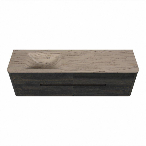 Mondiaz CIRO-DLUX Ensemble de meubles de salle de bains - 170x45x50cm - Plan vasque solid surface Arena - 1 vasque à gauche - 1 trou de robinet - 4 tiroirs - Shadow SW1532365