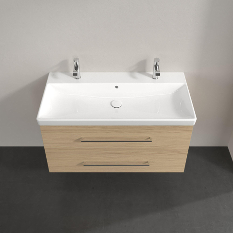 Villeroy & Boch Avento wastafelonderkast - 97.6x51.4cm - 2 lades - Nordic Oak (hout) SW479510