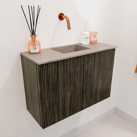 Mondiaz JOYA-DLUX 60cm toiletmeubel - kleur Shadow - Wastafel FAYE positie Midden Zonder kraangat kleur Saba. SW1425110